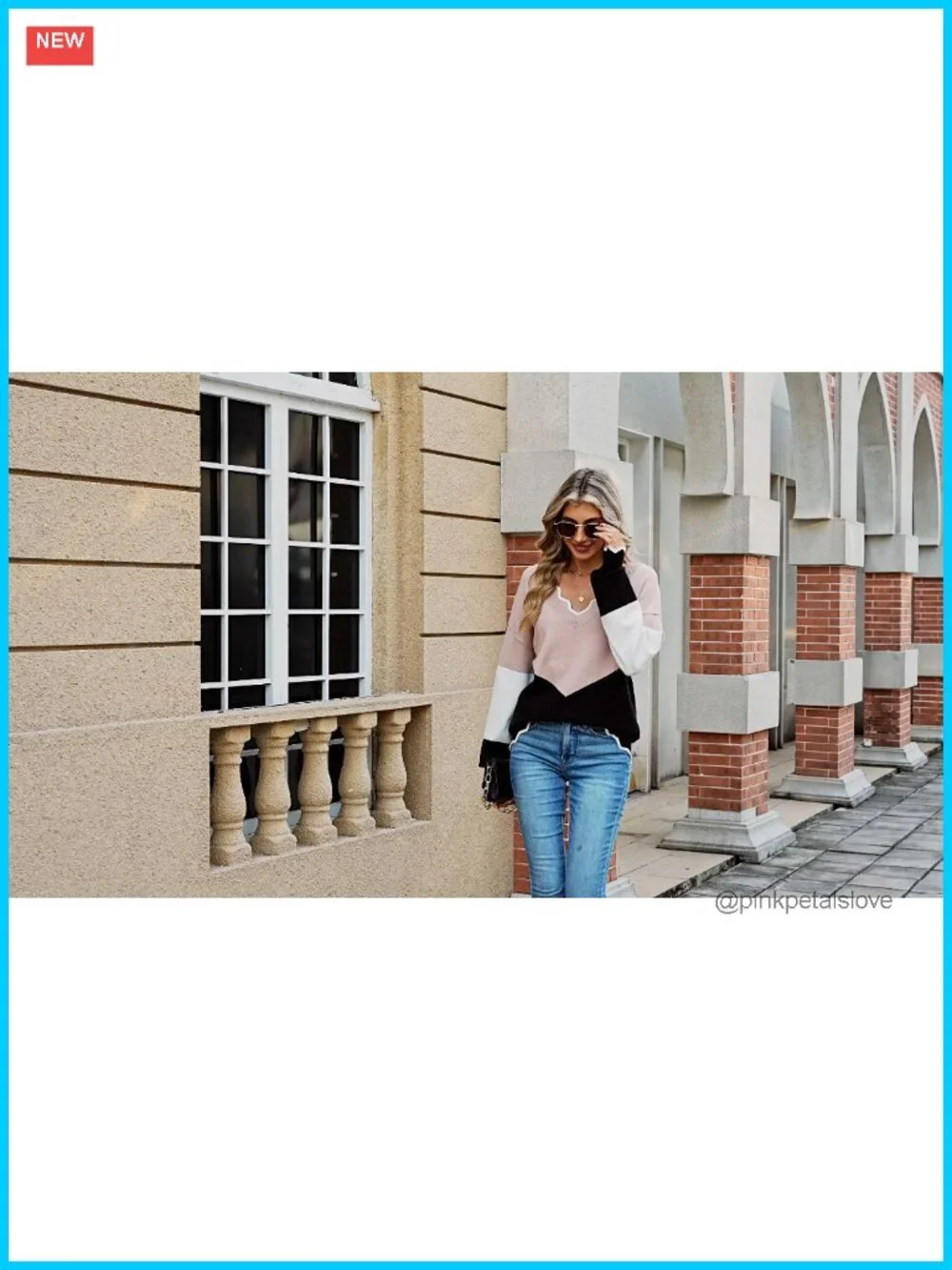 V Neck Long Sleeve Lightweight Knit Pullover Sweater